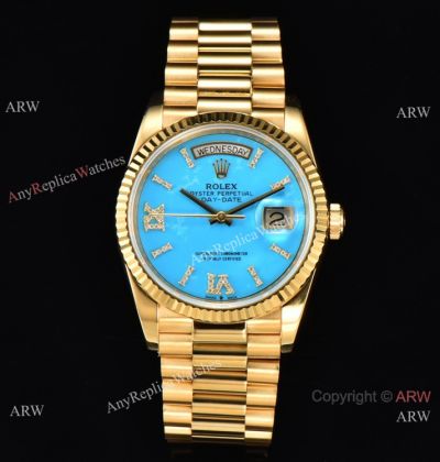 CS Factory Replica Rolex Day Date Turquoise 36mm CS cal.3255 Watch in 904l Yellow Gold